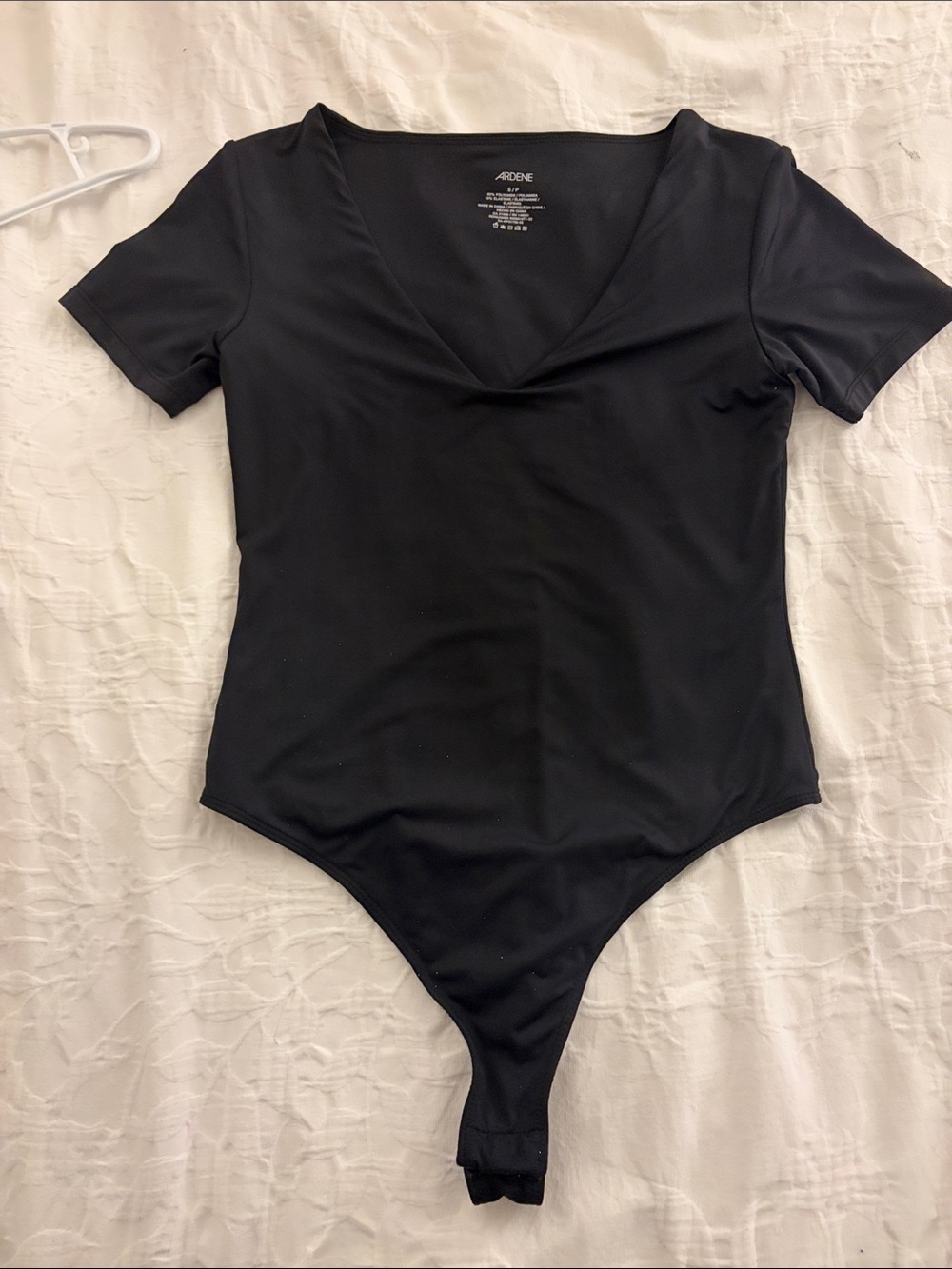 Ardene Women Black V-Neck Short Sleeve Bodysuit
